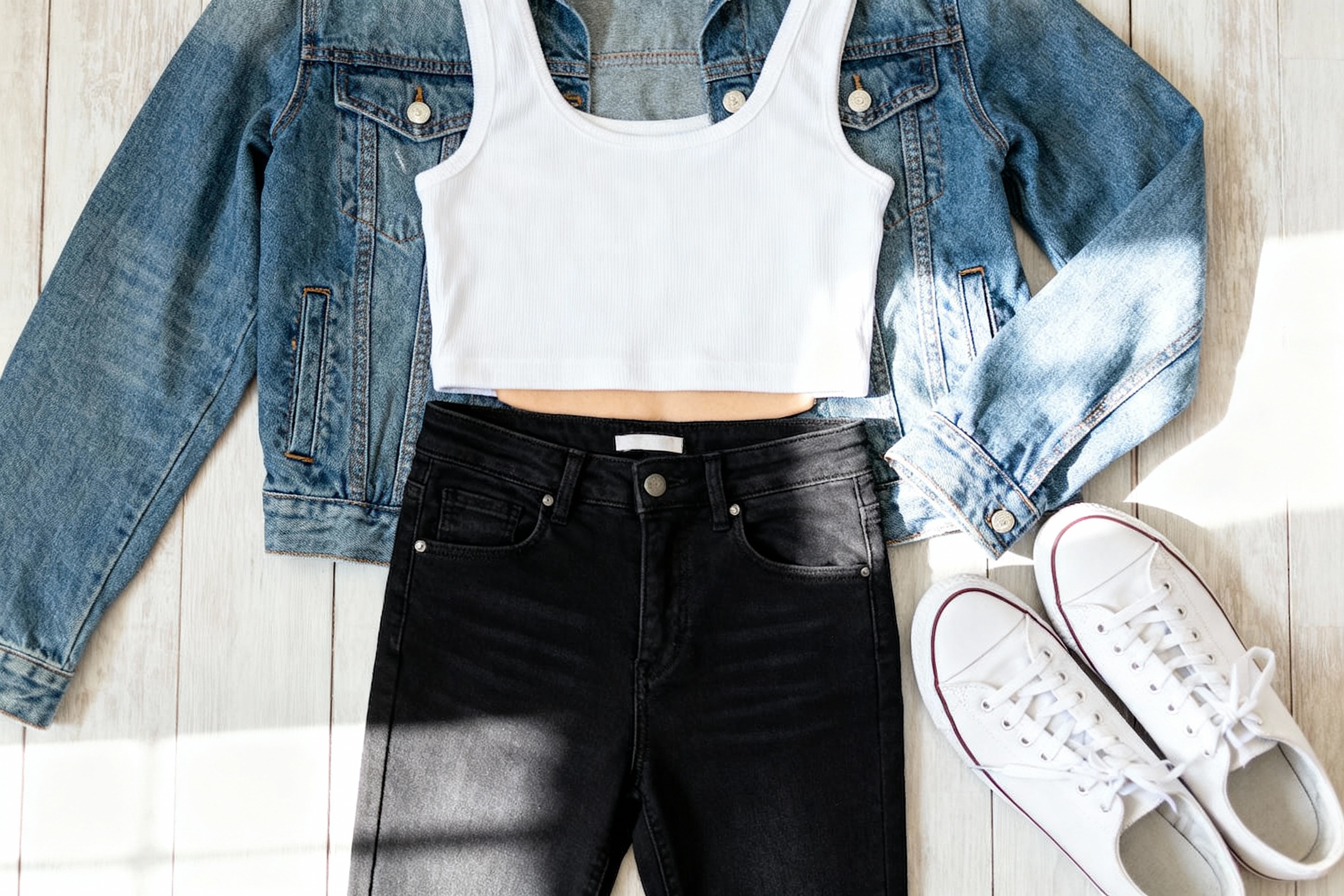 Affordable outfits with a denim jacket