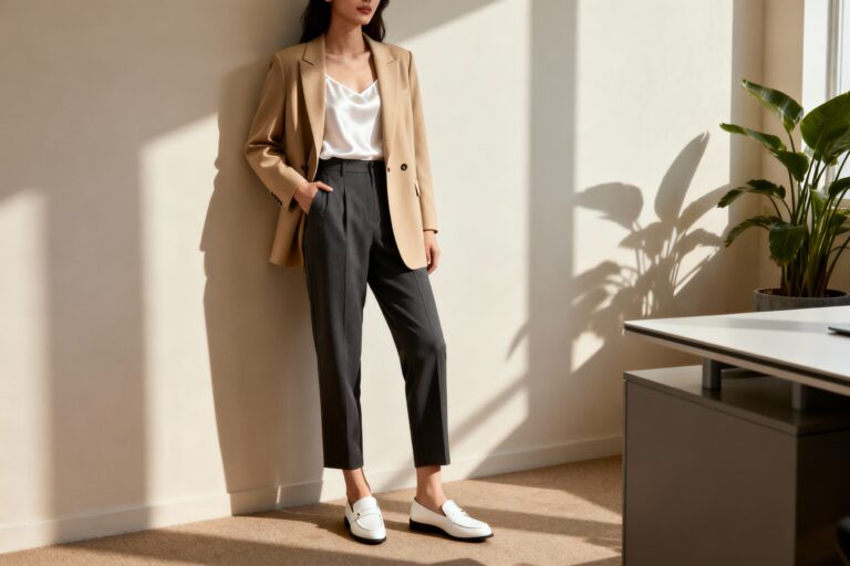 Simple office outfits with neutrals